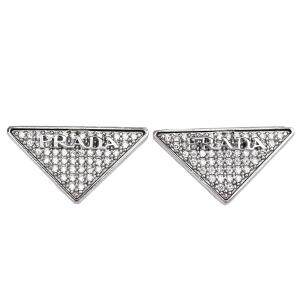 プラダ PRADA クリスタル ロゴ ジュエル ピアス トライアングル アクセサリー レディース シルバー SV925 1JO768
