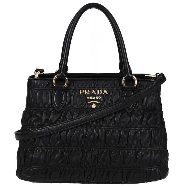 プラダ PRADA メタルロゴ 2way ハンドバッグ トートバッグ ショルダーバッグ プリーツ レ...