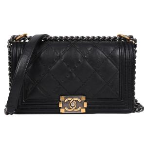CHROME HEARTS クロムハーツ Stencil Pattern CHICKEN NUGGET Small Nylon Leather Shoulder Bag レザーショルダーバッグ ブラック/シルバー Chrome Hearts - CHROME HEARTS クロムハーツ Stencil Pattern CHICKEN