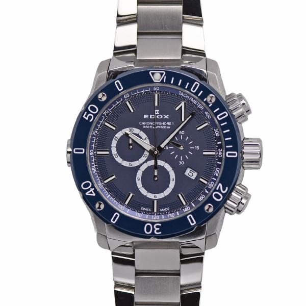 エドックス EDOX クロノオフショア1 クロノグラフ メンズ クォーツ 500m防水 ブルー 10...