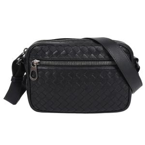 極美品 BOTTEGA VENETA ボッテガヴェネタ イントレチャート ボディ ショルダーバッグ ナイロンキャンバス レザー 本革 黒 ブラック メンズ BOTTEGA VENETA（ボッテガ・ヴェネタ） バッグ メンズ ブランド