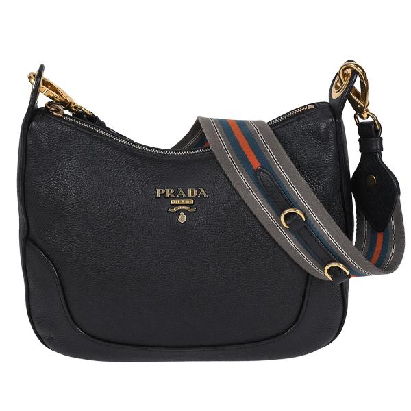 プラダ PRADA ヴィッテロ レザー ホーボーバッグ ショルダー 肩掛け メタルロゴ レディース ...