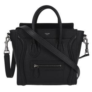 ⑦セリーヌ　CELINE　ナノラゲージ　ブラックレザー ハンドバッグ CELINE（セリーヌ） 極 美品 袋付き ラゲージ ナノ ショッパー レザー