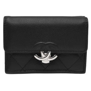 【極美品】シャネル　三つ折り財布　ココマーク　キャビアスキン　ダブルフラップ CHANEL（シャネル） 三つ折り財布 ウォレット キャビアスキン ココ