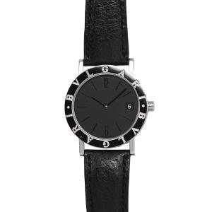 ブルガリ BVLGARI ブルガリ ブルガリ メンズ レディース ユニセックス 33m クォーツ SS/レザー ブラック文字盤 BB33SL 研磨仕上げ済