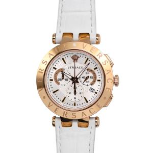 ヴェルサーチ ベルサーチ ヴェルサーチェ VERSACE Vレース クロノグラフ デイト メンズ クォーツ SS レザー シルバー文字盤 VERQ00220