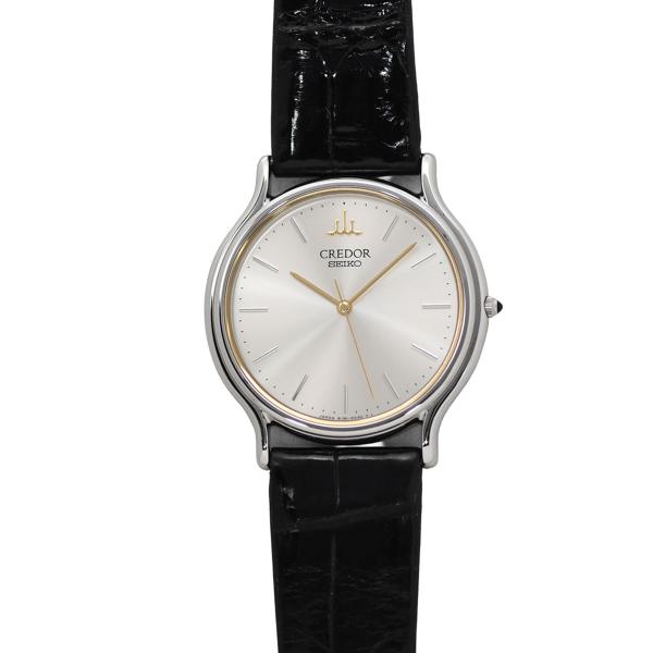 セイコー SEIKO クレドール シグノ メンズ クォーツ SS レザー シルバー文字盤 8J81-...