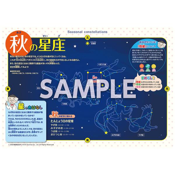 お風呂ポスター「秋の星座」　理科　科学　天文　A3判　カラー　片面