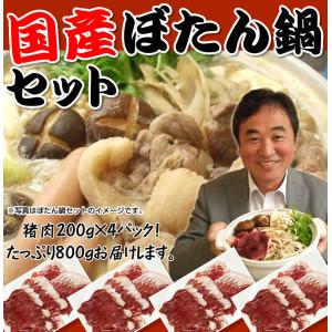 国産天然ぼたん鍋セット・焼肉にも！（いのしし肉 猪肉スライス200ｇ×4P）イノシシ鍋に！フードロス