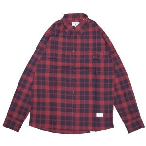 メンズ シャツ 長袖 ブランド ロングスリーブ アフェンズ AFENDS YORK LONG SLEEVE SHIRT NAVY ＆ RED CHECK OOO｜sunscalif