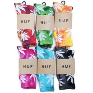 huf ソックス 本物 ハフ 靴下 メンズ プラントライフ タイダイ染め 葉っぱ スケート TIE DYE PLANTLIFE CREW SOCKS 6色 OOO｜sunscalif