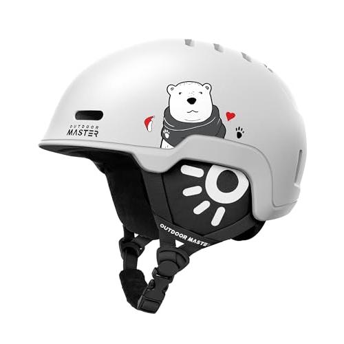 OUTDOORMASTER スキー ヘルメット 子供用 スノーボード バイザー付き スノーヘルメット...