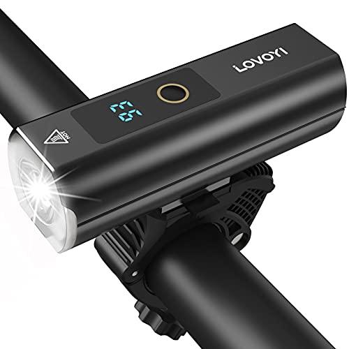 LOVOYI自転車 ライト 防水 USB充電式 大容量5000mAh ヘッドライト ディスプレイ付き...