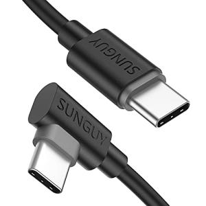 SUNGUY USB Type C ケーブル 0.3M  2本組  L字 PD対応 60W 急速充電 USB C to C 30cm 短い Type C to Type C USB2.0データ転送 iPhone15シリーズ / Galaxy S22 u｜sunset-k-t