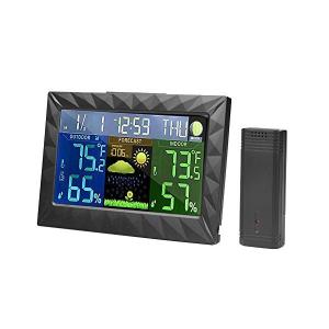 気象計 目覚まし時計 多機能置き時計 天気時計 デジタル 無線電波 天気予報 温度/湿度/天気/日付/曜日を表示 夜間バックライト カラー液晶　　(