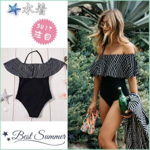 水着 ママ水着 レディース ワンピース フィットネス タンキニ 体型カバー 大きいサイズ　ジュニア用　オフショルダー パッド付き スイムウエア 新作