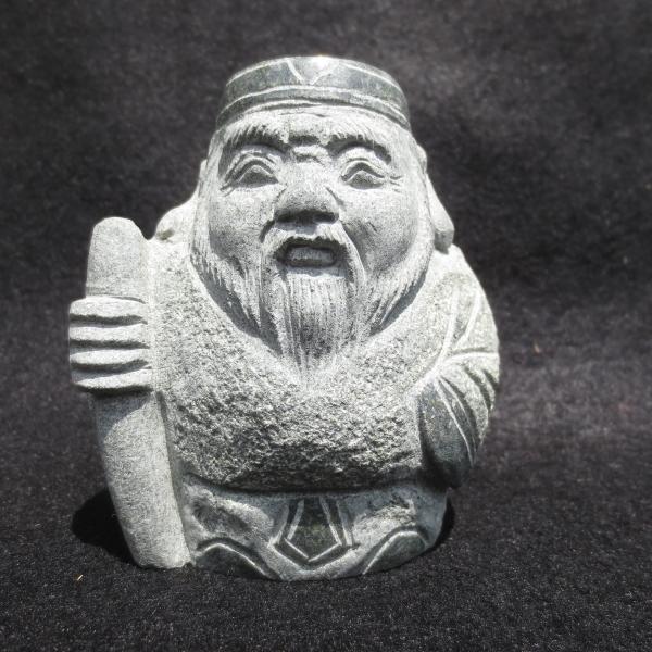 寿老人 じゅろうじん 七福神 置物 石材彫刻品 オブジェ 縁起物 御影石  「長寿を授ける神様」