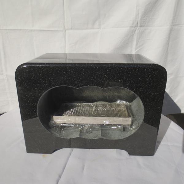 線香立て 寝かせる 香炉 横型 横置き 線香  インド黒みかげ石 黒御影 ステンレス線香皿付き 送料...