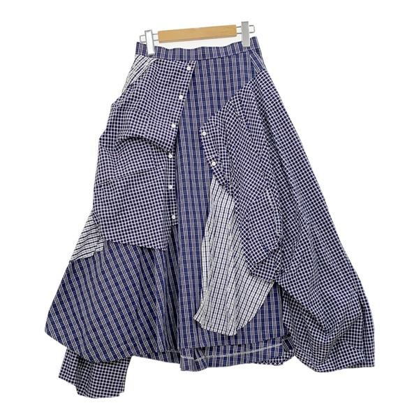 ENFOLD デコンストラクトスカート 300CS331-3220 チェック柄 変形デザイン ロング...