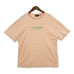 エクストララージ S/S RICHARD BORDER ボーダー Tシャツ 半袖 カットソー ロゴ刺繍 ネコポス可 メンズ Lサイズ オレンジ X-LARGE トップス DM8647■｜sunstep