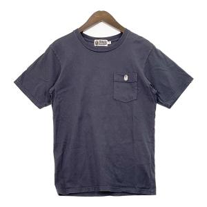 アベイシングエイプ 胸ポケット Tシャツ カットソー 半袖 ワンポイント ロゴ ネコポス可 メンズ Sサイズ ダークネイビー A BATHING APE トップス DM8588■｜sunstep