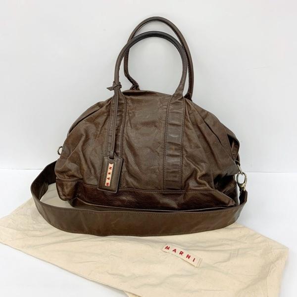 MARNI マルニ レザー トートバッグ ショルダーバッグ 2Way 斜めがけ カバン ボストンバッ...
