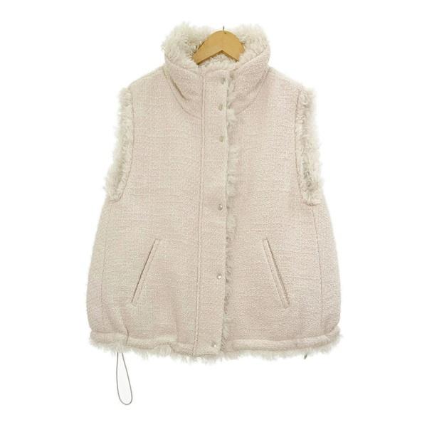 snidel リバーシブル バリエベスト ブルゾン ジャケット 美品 ツイード ファー ハイネック ...