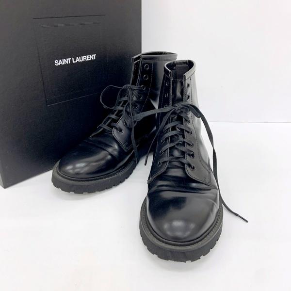 SAINT LAURENT PARIS サンローランパリ レザー レースアップ ブーツ シューズ 5...