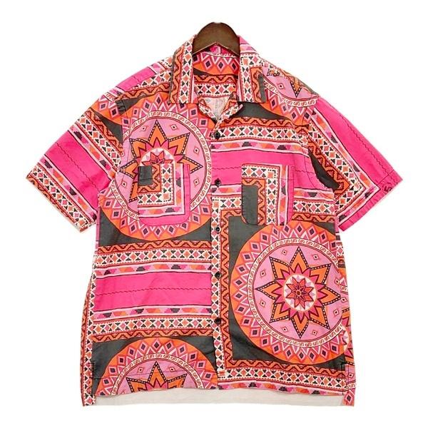 sacai サカイ バンダナプリントシャツ 半袖 オープンカラー メンズ サイズ2 ピンク系 トップ...