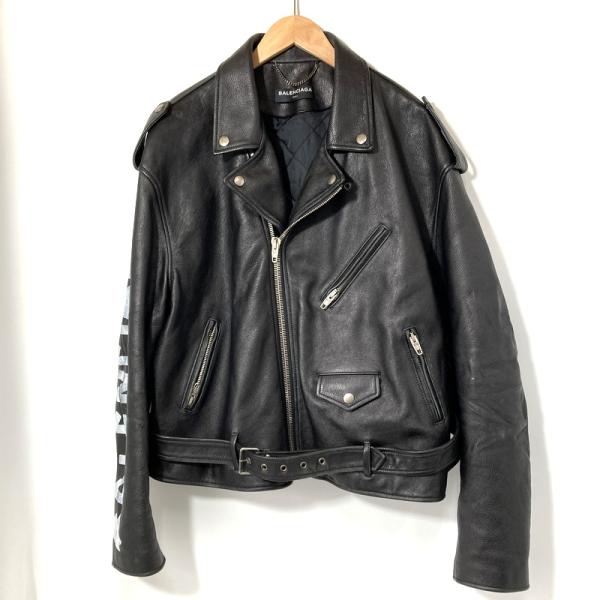 BALENCIAGA バレンシアガ ライダースジャケット ダブル レザージャケット メンズ サイズ5...