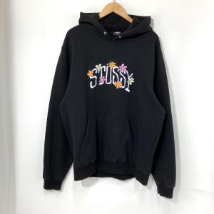 STUSSY ステューシー パーカー カレッジフローラルアップリケフーディー メンズ XLサイズ ブラック トップス A15510◆