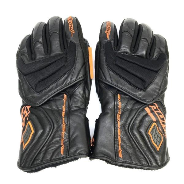ヒョウドウ ウィンターグローブ Lサイズ 黒 ブラック オレンジ 手袋 刺繍 バイク用品 ツーリング...