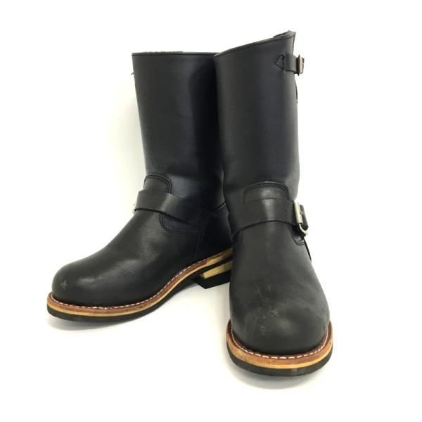 God&amp;Bless エンジニアブーツ ライディングブーツ 23cm 本革 ブラック オートバイ ツー...