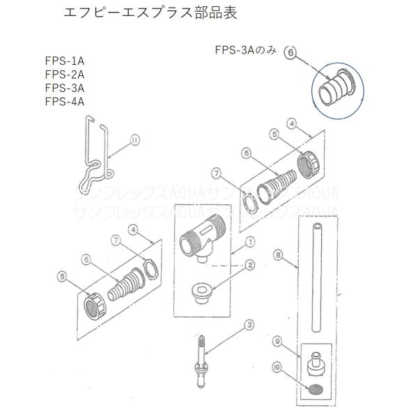 エフピーエスFPS液肥混入器用の部品(2) マニホールドパッキン