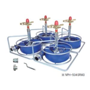 巻取フレーム付円型式スプリンクラーホースセット　NPH-505SRM3 5本立セット　50mmサニーホース