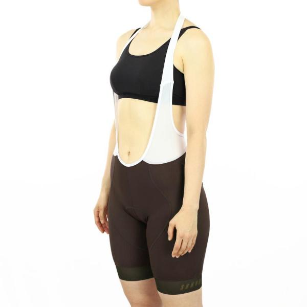 レディース ホルターネックビブパンツ ［ブラウン］