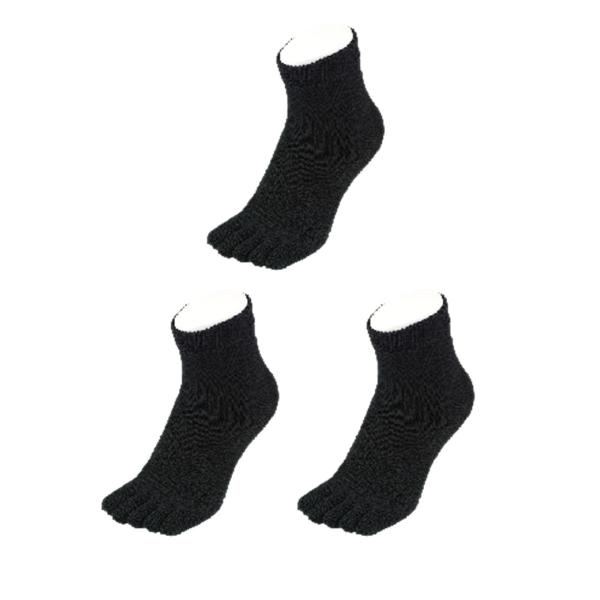 ゆびのばショート　ブラック　Sサイズ　22.0〜25.5cm　お買い得3足セット　5本指　ゆびのばソ...