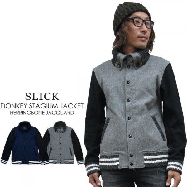 Slick スリック ヘリンボーン ジャガード ドンキー スタジアムジャケット