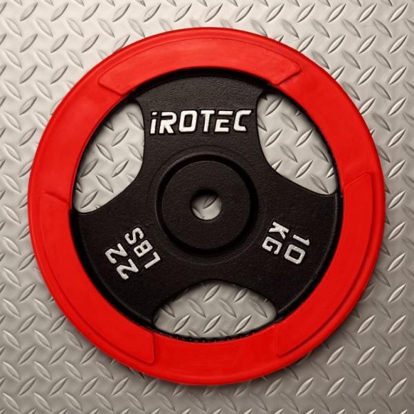 バーベル IROTEC（アイロテック）ラバープレート10KG [1枚] 穴径29mm / ダンベル ...