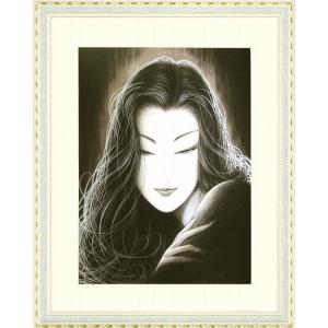 清水玄澄 『顔を拭う女』 新絹本・複製画色紙絵 絵画 日本画