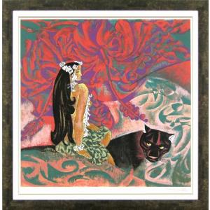 津田耕『ジャズ1』シルクスクリーン 【絵画 額付 新品 版画