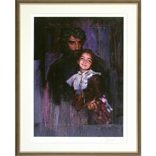 Ｊ・トレンツ・リャド『マリアとの自画像』ミクストメディア 【絵画 額付 新品 版画】