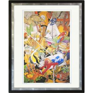 津田耕『ジャズ1』シルクスクリーン 【絵画 額付 新品 版画