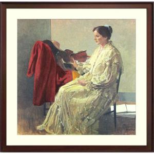 肉筆 油絵 大山功『上高地（F4号）』油彩画☆風景画【新品】額縁付