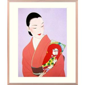 清水玄澄 『顔を拭う女』 新絹本・複製画色紙絵 絵画 日本画 美人画