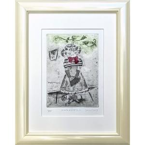 サルボ『午後のテラス』ミクストメディア 【絵画 額付 新品 版画