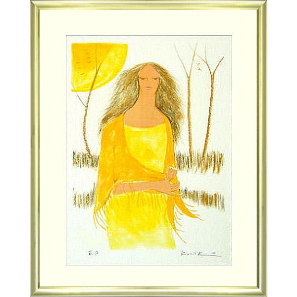 松任谷國子『秋の装い』リトグラフ 【額付 版画】