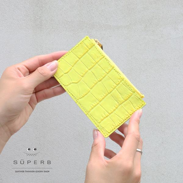 【クロコ型フラグメントケース/全14色】クロコダイル型押しレザー/身軽に時短決済♪高級感のある最薄/...