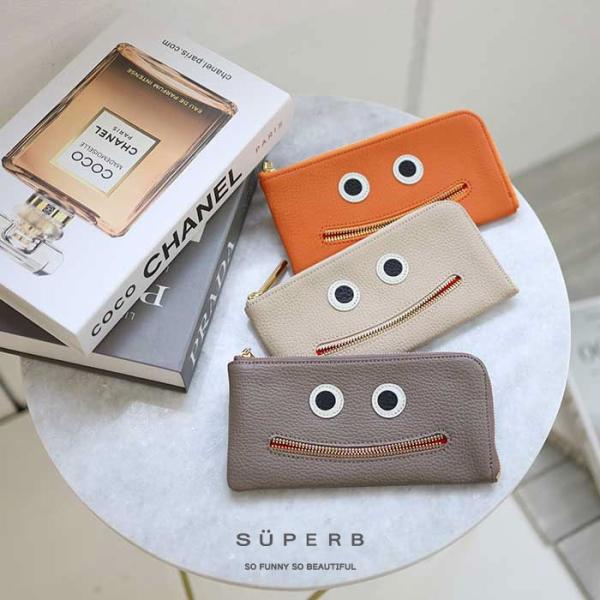 【ニッコリL字長財布/全21色】思わずニッコリ笑顔になってしまう薄マチ軽量のモンスターL字財布/L字...