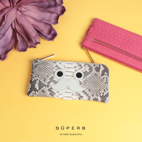 【パイソンおひげL字長財布/全11色】ダイヤモンドパイソンレザーのラグジュアリーに仕上げた/思わず誰...